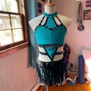 Teal Rhinestone Dance Costume